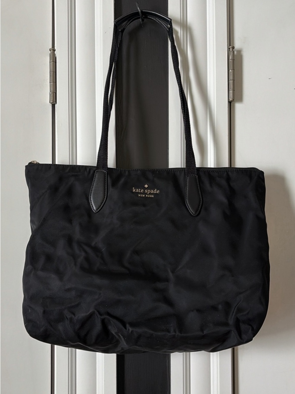 kate spade Black Nylon Tote with Gold Logo